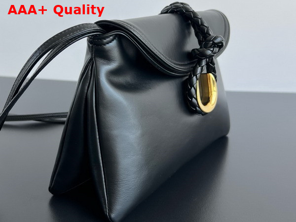Bottega Veneta Small Liberta Crossbody Bag in Black Smooth Calf Leather Replica