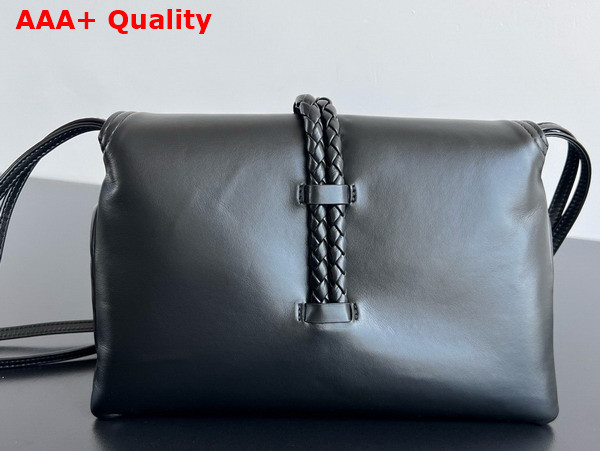 Bottega Veneta Small Liberta Crossbody Bag in Black Smooth Calf Leather Replica