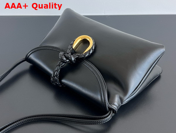 Bottega Veneta Small Liberta Crossbody Bag in Black Smooth Calf Leather Replica