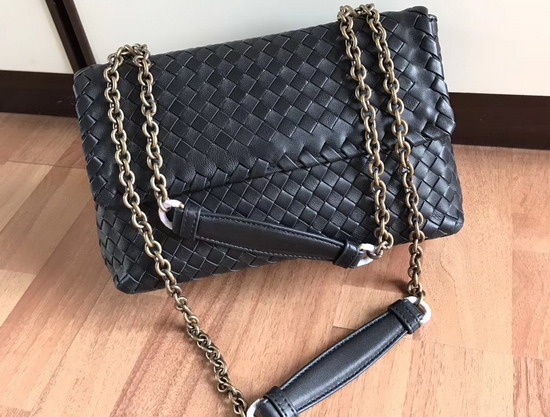 Bottega Veneta Small Olimpia Bag in Black Nappa Lambskin Gold Hardware