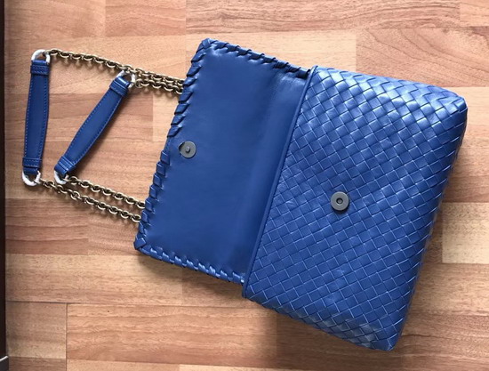 Bottega Veneta Small Olimpia Bag in Blue Nappa Lambskin