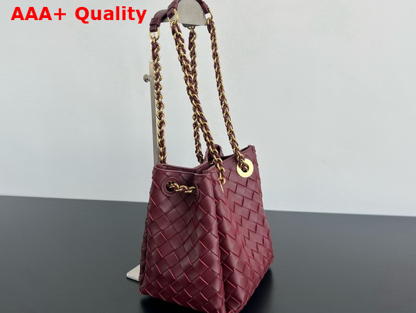 Bottega Veneta Small Parachute Chain Shoulder Bag in Barolo Intrecciato Leather Replica