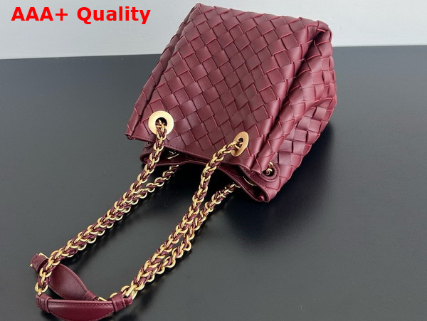 Bottega Veneta Small Parachute Chain Shoulder Bag in Barolo Intrecciato Leather Replica