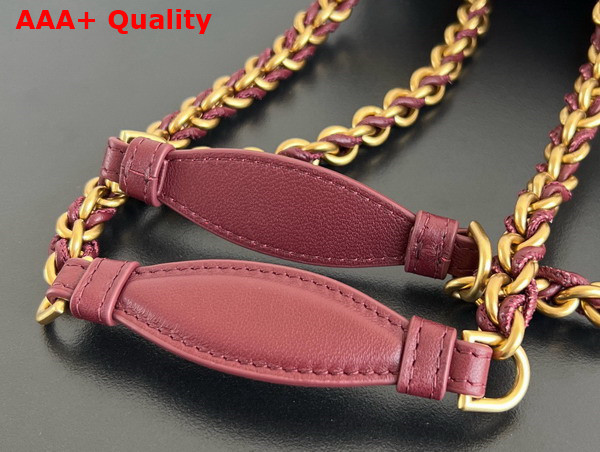 Bottega Veneta Small Parachute Chain Shoulder Bag in Barolo Intrecciato Leather Replica