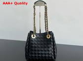 Bottega Veneta Small Parachute Chain Shoulder Bag in Black Intrecciato Leather Replica