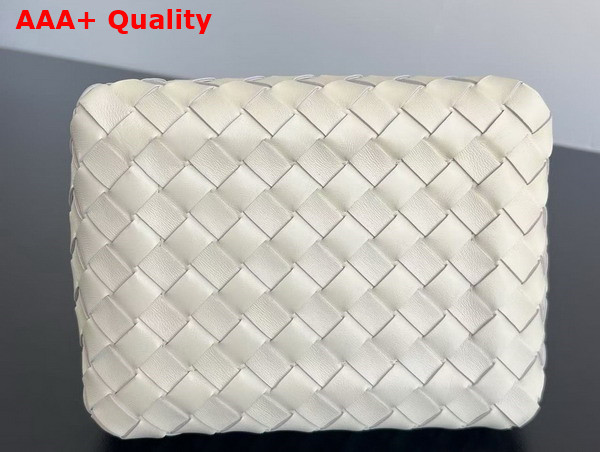 Bottega Veneta Small Parachute Chain Shoulder Bag in Chalk White Intrecciato Leather Replica