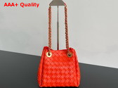 Bottega Veneta Small Parachute Chain Shoulder Bag in Orange Intrecciato Leather Replica