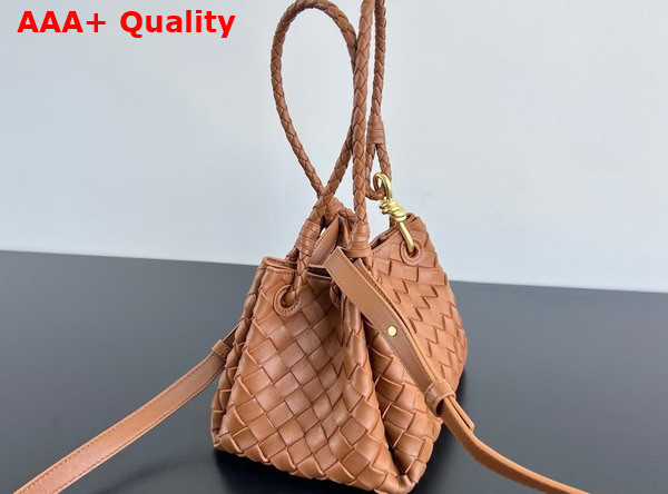 Bottega Veneta Small Parachute Shoulder Bag in Wood Supple Intrecciato Leather Replica