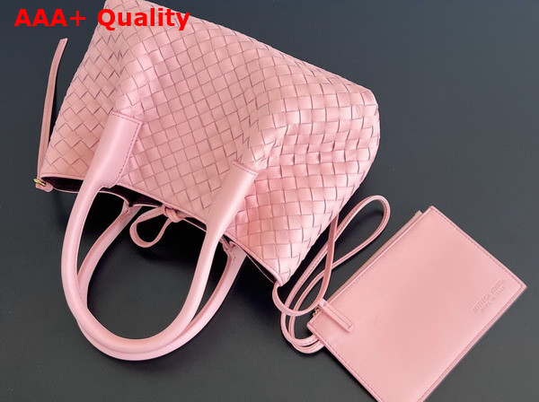 Bottega Veneta Small Pinacoteca Tote Bag Rose and Barolo Intrecciato Silky Calf Leather Replica
