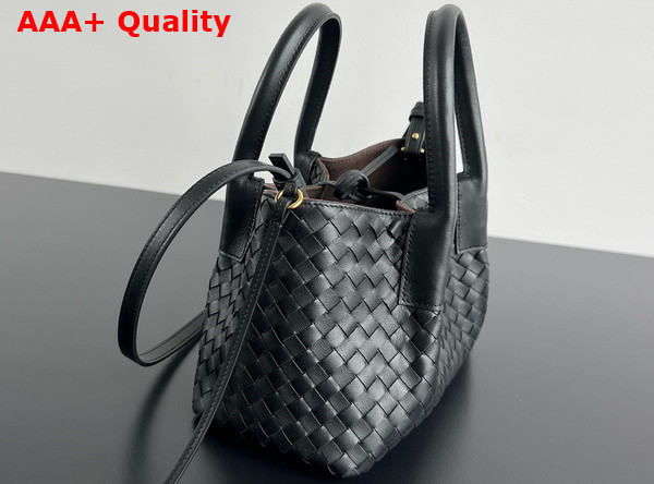 Bottega Veneta Small Pinacoteca Tote Bag in Black Intrecciato Silky Calf Leather Replica