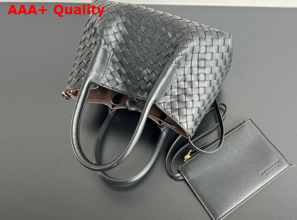 Bottega Veneta Small Pinacoteca Tote Bag in Black Intrecciato Silky Calf Leather Replica