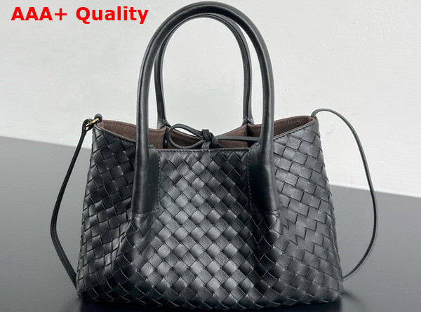 Bottega Veneta Small Pinacoteca Tote Bag in Black Intrecciato Silky Calf Leather Replica