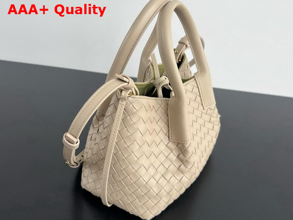 Bottega Veneta Small Pinacoteca Tote Bag in Intrecciato Silky Calf Leather with Adjustable and Detachable Strap Ecru and Matcha Replica