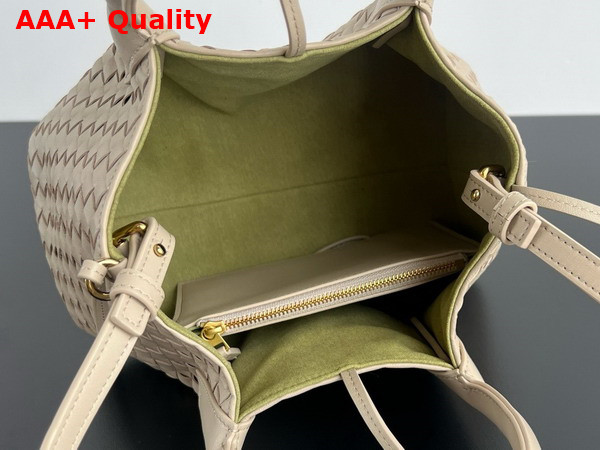 Bottega Veneta Small Pinacoteca Tote Bag in Intrecciato Silky Calf Leather with Adjustable and Detachable Strap Ecru and Matcha Replica