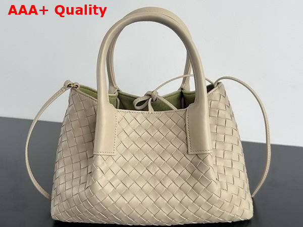 Bottega Veneta Small Pinacoteca Tote Bag in Intrecciato Silky Calf Leather with Adjustable and Detachable Strap Ecru and Matcha Replica