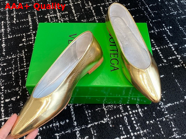 Bottega Veneta Sofia Ballerina Gold Reflective Goatskin Replica