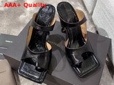 Bottega Veneta Square Toed Sandal with Curved Heel Nero Lambskin Replica
