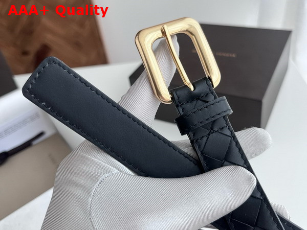 Bottega Veneta Thin Intrecciato Belt in Black Replica