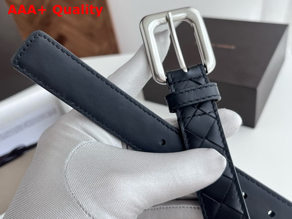 Bottega Veneta Thin Intrecciato Belt in Black Replica