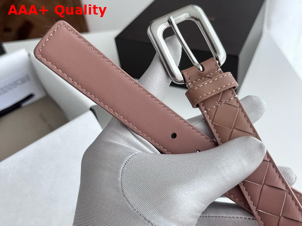 Bottega Veneta Thin Intrecciato Belt in Blush Pink Replica