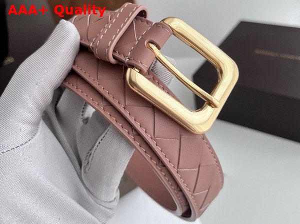 Bottega Veneta Thin Intrecciato Belt in Blush Pink Replica