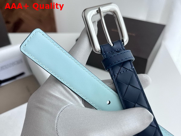 Bottega Veneta Thin Intrecciato Belt in Navy Blue Replica
