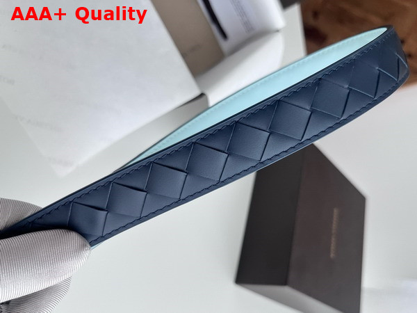 Bottega Veneta Thin Intrecciato Belt in Navy Blue Replica