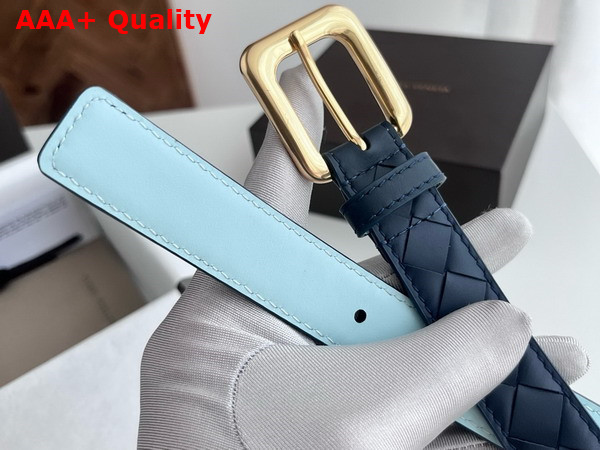 Bottega Veneta Thin Intrecciato Belt in Navy Blue Replica