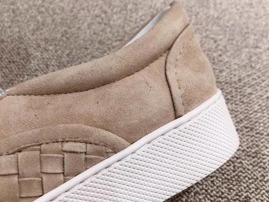 Bottega Veneta Women Loafers in Beige Woven Suede Leather Replica