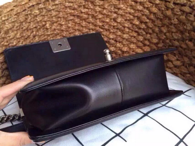 Boy Chanel Flap Bag Black Lambskin Silver Chain for Sale
