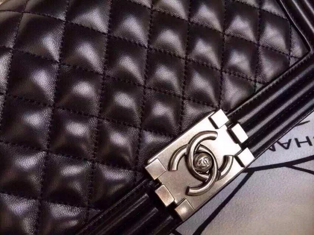 Boy Chanel Flap Bag Black Lambskin Silver Chain for Sale