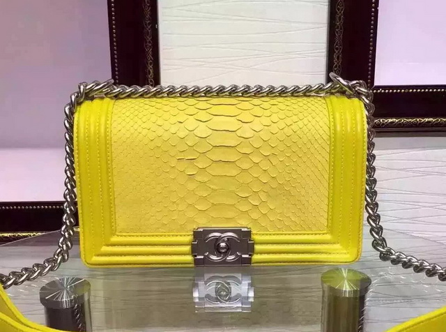 Boy Chanel Flap Bag Yellow Python for Sale