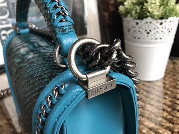Boy Chanel Handbag with Handle Emerald Python For Sale