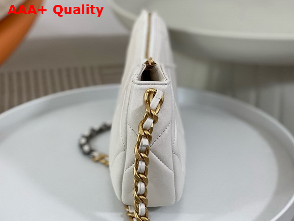Chanel 19 Clutch with Chain White Lambskin Gold Tone Silver Tone and Ruthenium Finish Metal AP3763 Replica
