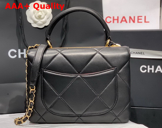 Chanel 19 Handbag with Top Handle in Black Lambskin with Gold Hardware Replica