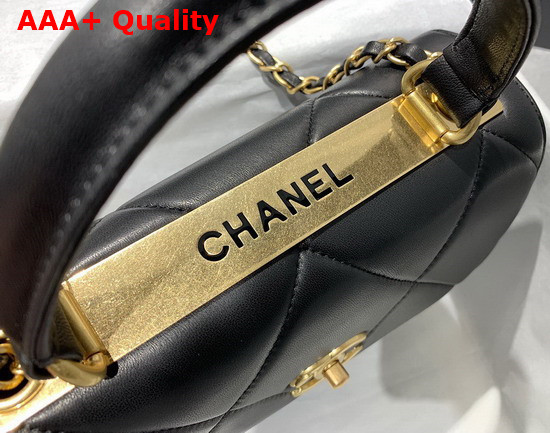 Chanel 19 Handbag with Top Handle in Black Lambskin with Gold Hardware Replica