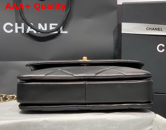 Chanel 19 Handbag with Top Handle in Black Lambskin with Gold Hardware Replica