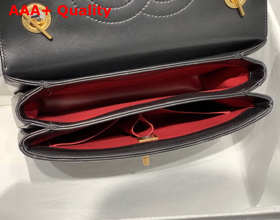 Chanel 19 Handbag with Top Handle in Black Lambskin with Gold Hardware Replica
