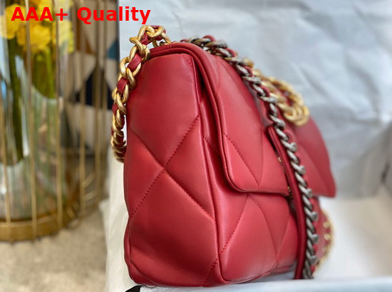 Chanel 19 Large Handbag in Red Lambskin AS1161 Replica