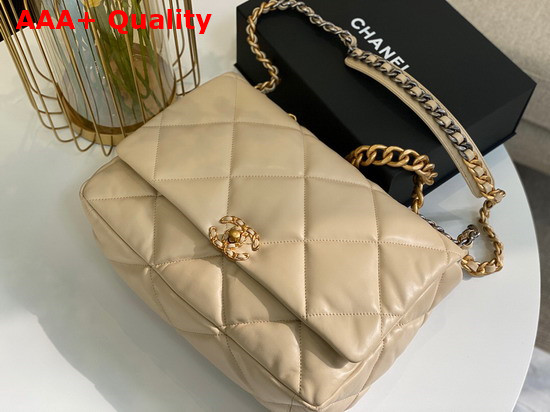 Chanel 19 Maxi Handbag in Beige Lambskin AS1162 Replica