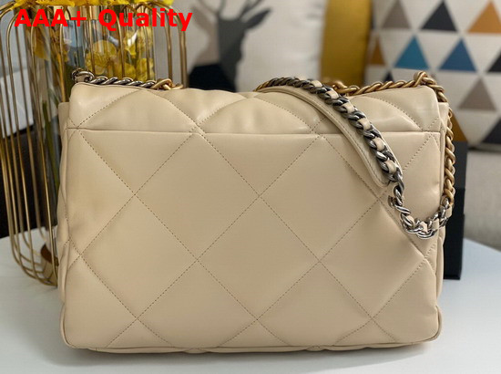 Chanel 19 Maxi Handbag in Beige Lambskin AS1162 Replica