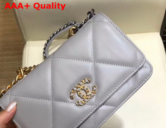 Chanel 19 Wallet On Chain Lambskin Gold Tone Silver Tone and Ruthenium Finish Metal Light Grey AP0957 Replica