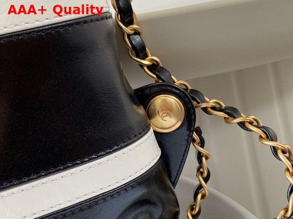 Chanel 22 Backpack Shiny Calfskin Calfskin Gold Tone Metal Black and White Ref AS3859 Replica