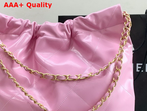 Chanel 22 Handbag Shiny Calfskin Gold Tone Metal Pink Ref AS3261 Replica
