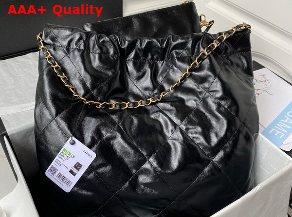 Chanel 22 Handbag in Black Shiny Calfskin and Gold Tone Metal AS3261 Replica