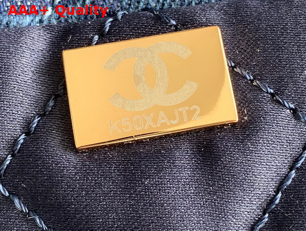 Chanel 22 Handbag in Blue Printed Denim Replica