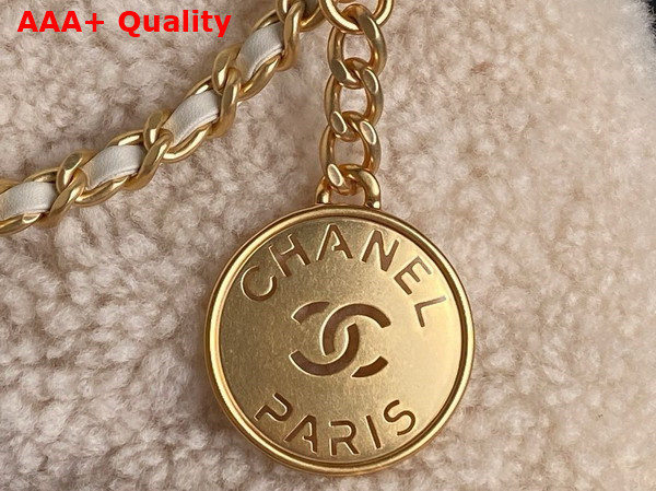 Chanel 22 Mini Handbag Shearling Lambskin Gold Tone Metal Ecru AS3980 Replica