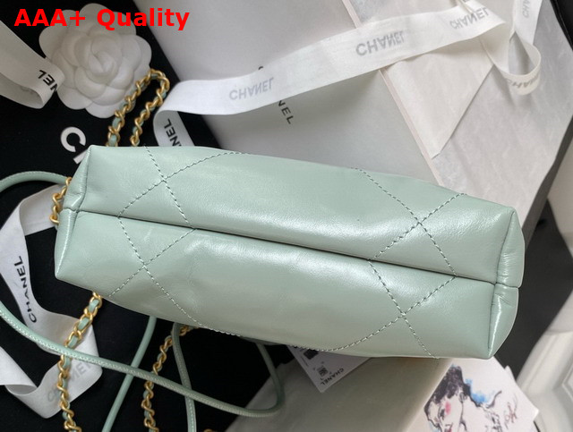 Chanel 22 Mini Handbag in Pale Blue Shiny Crumpled Calfskin Gold Tone Metal AS3980 Replica