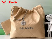 Chanel 22 Small Handbag in Beige Shiny Calfskin AS3260 Replica