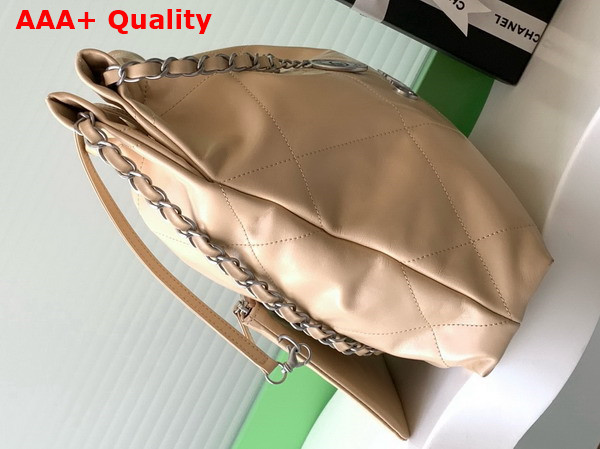 Chanel 22 Small Handbag in Beige Shiny Calfskin AS3260 Replica